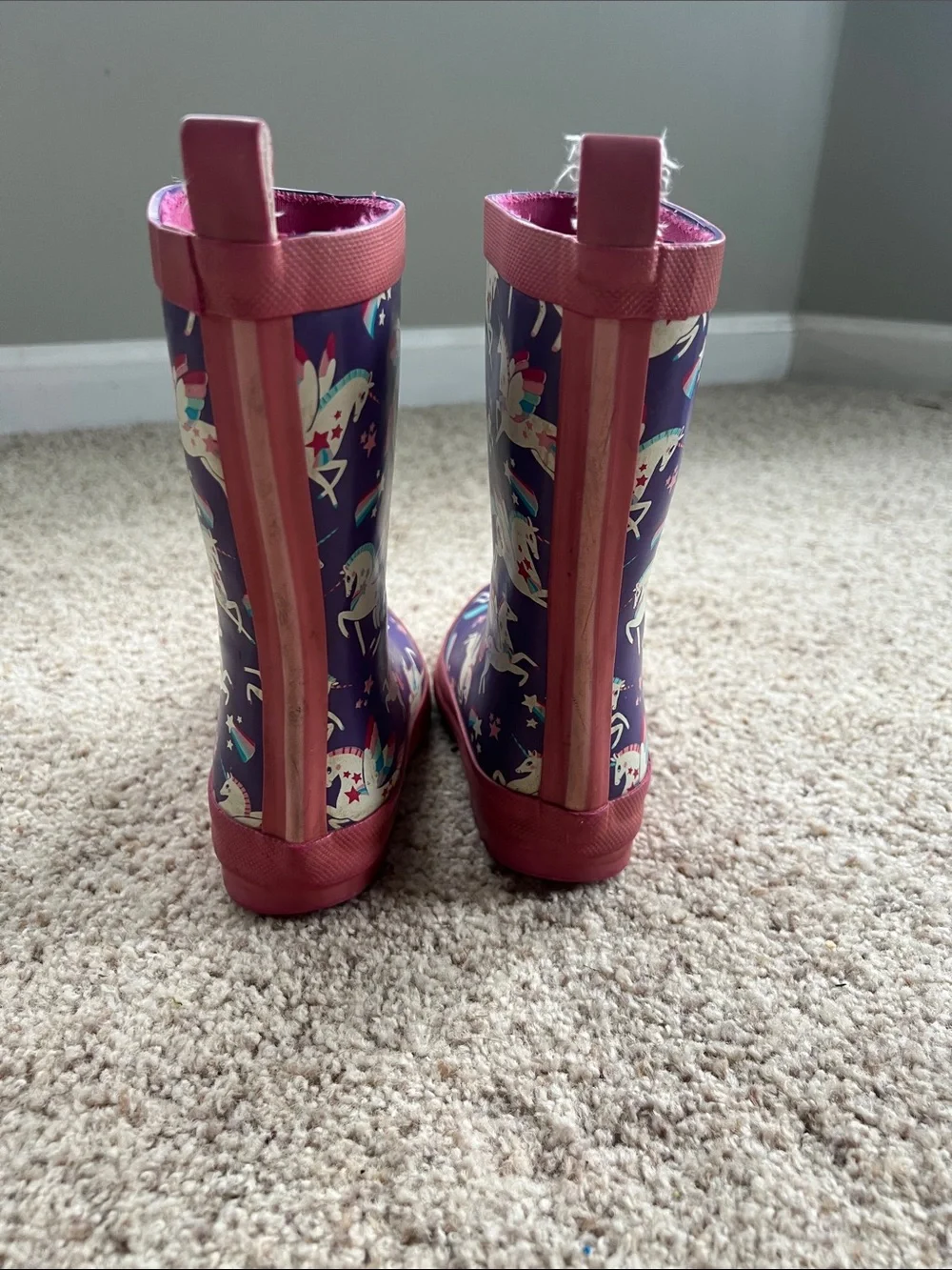 Hatley Purple Unicorn Rain Boots with Pink Trim